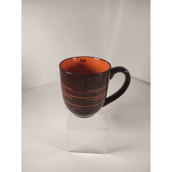 Dunkin Donuts Coffee Mug Collector DD 2011 14oz Brown Orange Pink Stripe - Picture 4 of 6